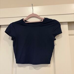 ALO Yoga Alosoft Crop Finesse Short Sleeve - Navy - XS